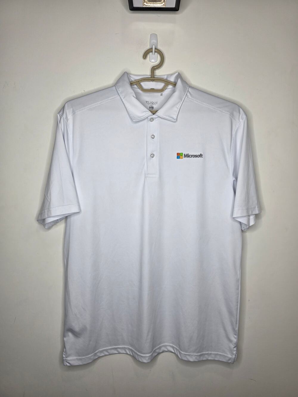 Clique Microsoft logo white short sleeve polo shirt - XL